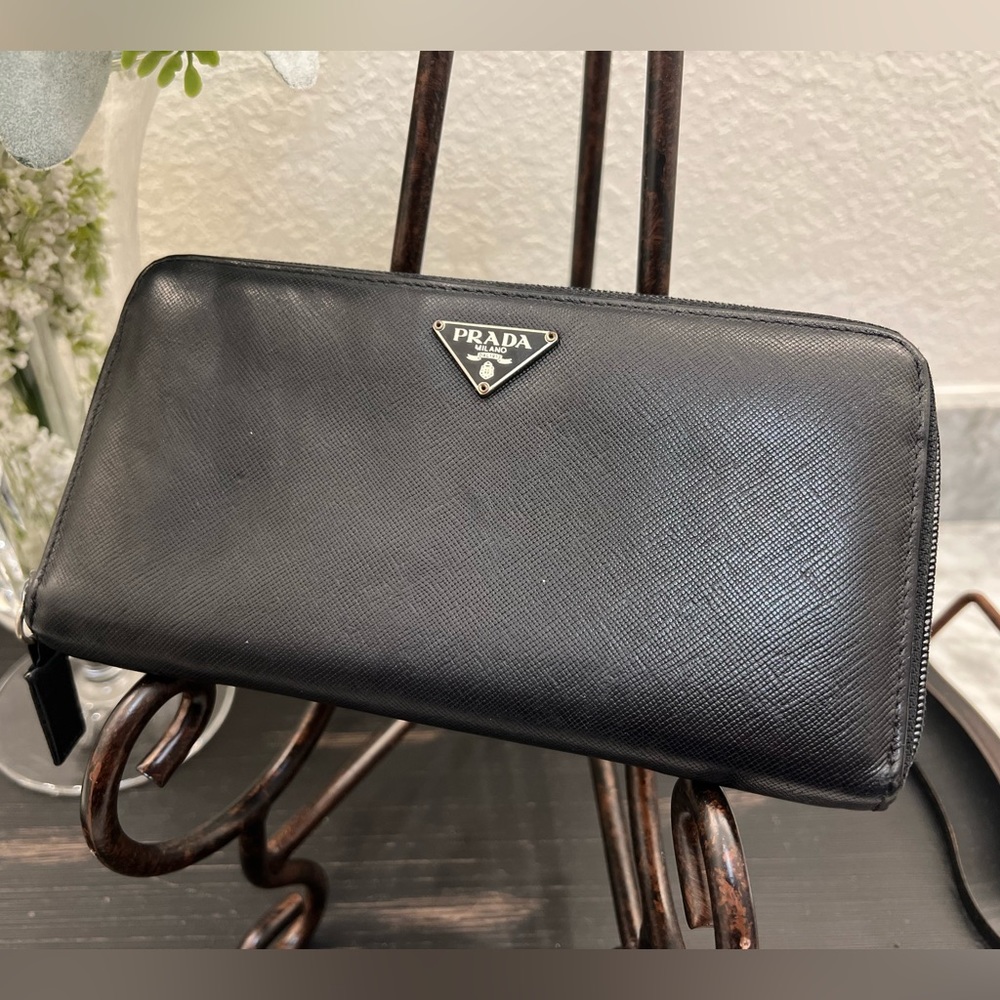 #8 Authentic Prada black zippy wallet